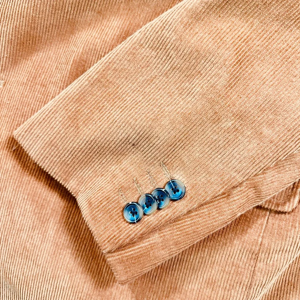 Alan Flusser 48R Burnt Orange Corduroy Blazer Jacket Sport Coat Plaid Lining